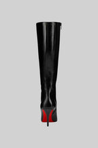 High-Heel Knee Boots With Red Soles – Black