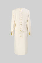 Co-ord Set with Statement Gold Buttons - White