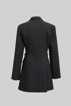 Crystal Bow Cut-Out Blazer Dress - Black