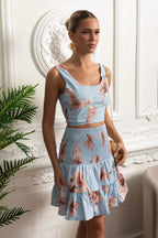 Mini Floral Smocked Co-Ord Set - Blue