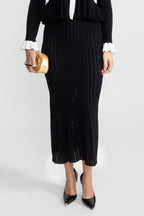 Pointelle Knit Midi Co-Ord with Contrast Trim – Black