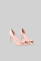 Vegan Leather Ribbon High Heels - Pink