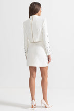 Diamond Embellished Co-Ord with Mini Skirt - White