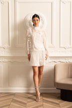 Elegant Floral Co-Ord With Delicate Lace Trim Accents - White