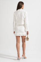 Elegant Two-Piece Ensemble With Exquisite Pearl Embellishments - White