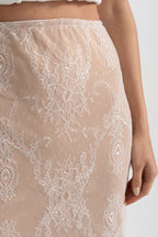 Elegant Corset Gown With Corset Top And Sheer Nude Maxi Skirt - White