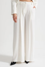Embellished Jacket and Wide-Leg Trousers Co-Ord Set with Ornate Beadwork - White