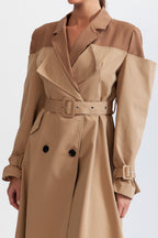 Double Combined Trench Coat - Nude