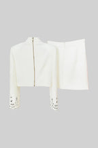 Diamond Embellished Co-Ord with Mini Skirt - White