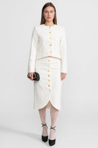 Co-ord Set with Statement Gold Buttons - White