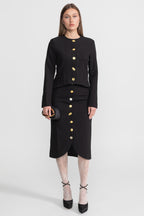 Co-ord Set with Statement Gold Buttons - Black