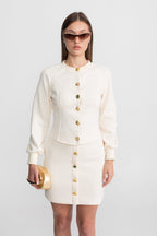 Embellished Button Co-ord Set – Ivoire