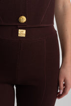 Textured Knit Co-ord Set With Structured Shoulders – Deep Burgundy