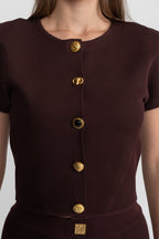 Textured Knit Co-ord Set With Structured Shoulders – Deep Burgundy