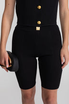Textured Knit Co-ord Set With Structured Shoulders – Black