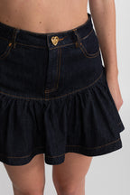 Denim Bustier Co-ord Set With Contrasting Stitching – Indigo