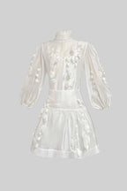 Elegant Floral Co-Ord With Delicate Lace Trim Accents - White