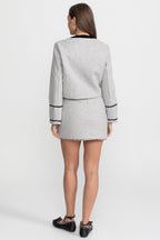 Co-Ord Set with Velvet Bow Collar Detail – Grey