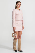 Tweed Co-ord Set With Pearl Button Detailing – Blush Pink