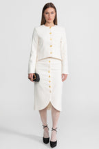 Co-ord Set with Statement Gold Buttons - White