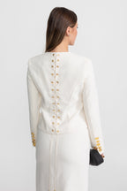 Co-ord Set with Statement Gold Buttons - White