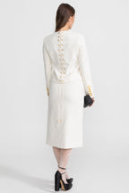 Co-ord Set with Statement Gold Buttons - White