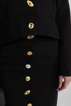 Co-ord Set with Statement Gold Buttons - Black