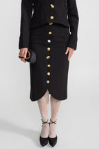 Co-ord Set with Statement Gold Buttons - Black