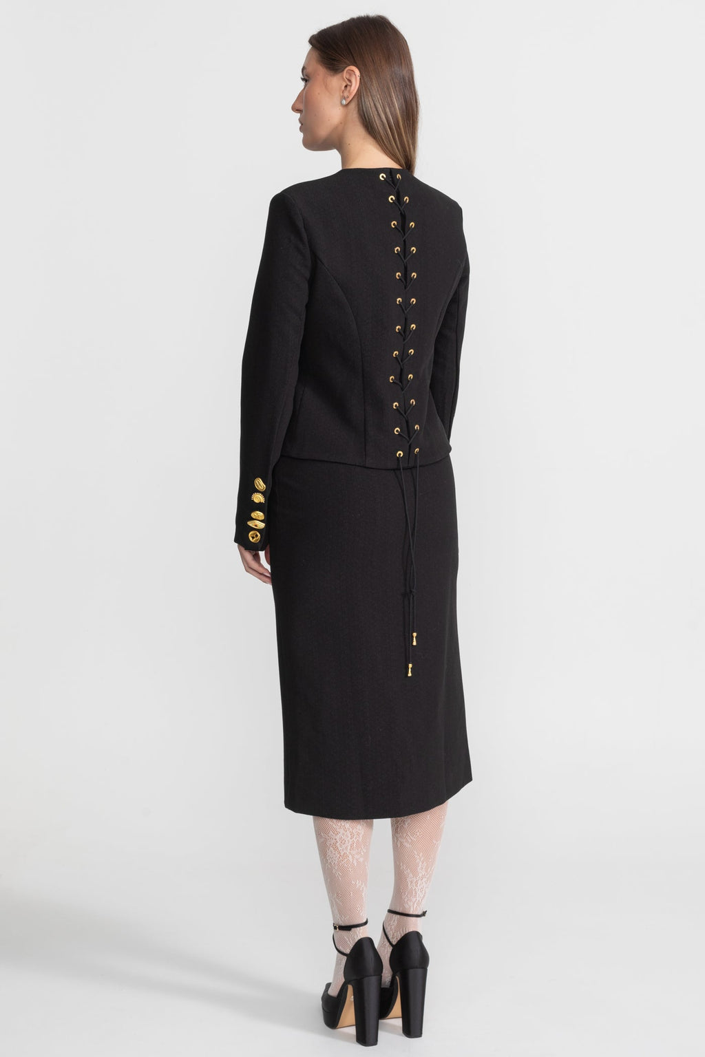 Co-ord Set with Statement Gold Buttons - Black