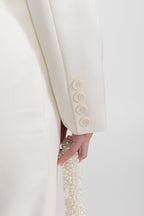 Satin Rose Embellished Blazer Dress – Ivoire