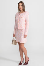 Tweed Co-Ord Set With Embellished Buttons – Blush Pink
