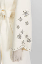 Embellished Wool Overcoat With Fox Fur Collar – Ivoire